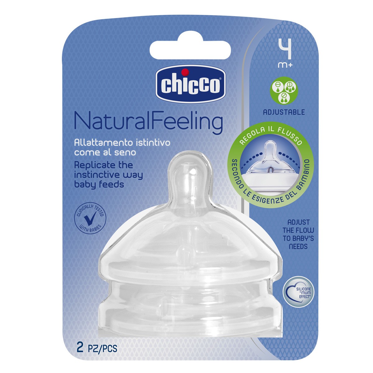 Chicco Tetina natural feeling flujo regulable +4 meses 2uds